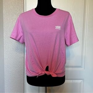 Van’s Pink Tie Waist Crew Crop T-Shirt Top Size Small‎